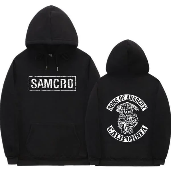Sons Of Anarchy Samcro Hoodie Dobbeltsidig Print Hoodie Trøje Top Sort