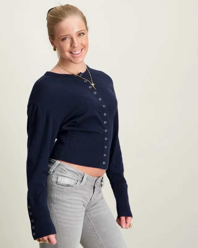 Gina Tricot Young Y shaped knitted cardigan Blau Pullover Mädchen - Kids Brand Store