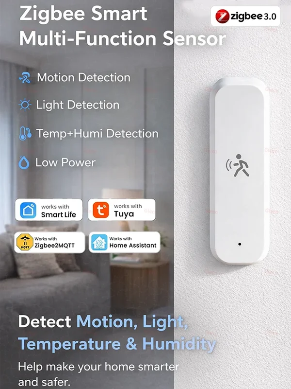 AliExpress - Zigbee 3.0 10G MmWave capteur de mouvement PIR humain avec moniteur d'éclairement de température et d'humidité prise en charge Tuya vie 