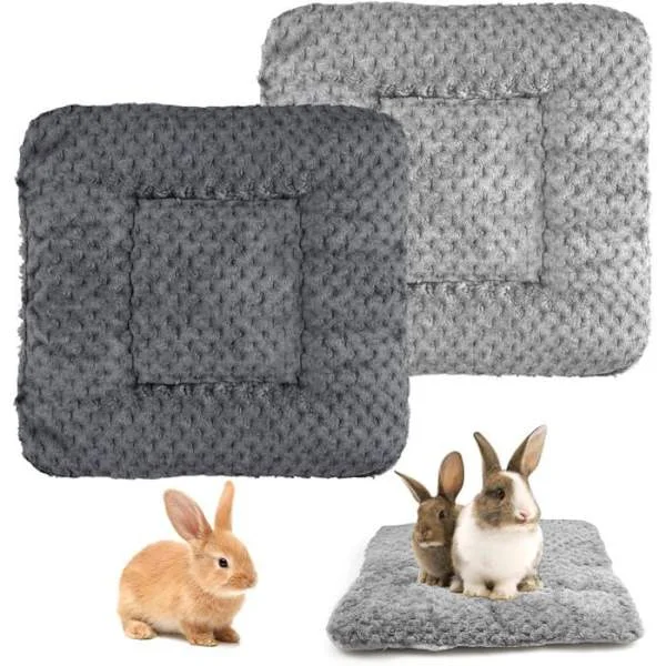 2-pak fleece kanin marsvin pude, indendørs dværgkanin måtte 30 x 30 cm, varm fluffy kanin måtte, vaskbar marsvin seng[YJD]