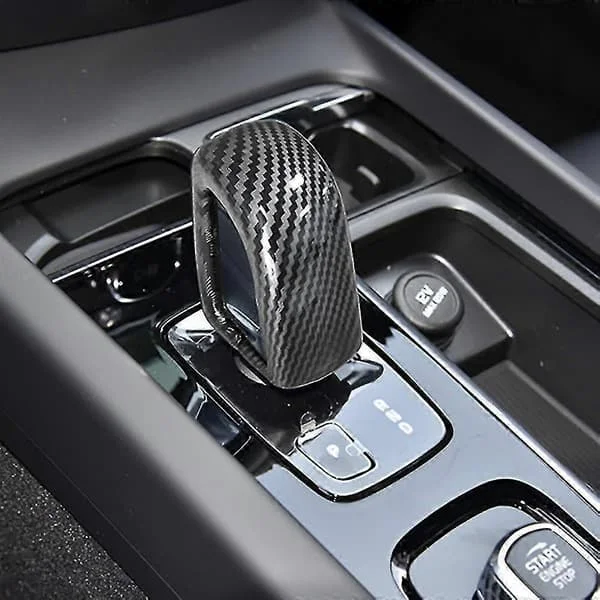 Bil Kolfiber Växelknopp Skiftöverdrag Dekoration För S60 S90 Xc40 Xc60 Xc90 V60 V90