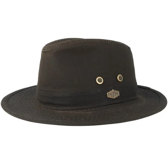 MJM Hats - Ruskea traveler Hattu - Haarlem 10158 Wax Cotton Brown Traveller @ Hatstore