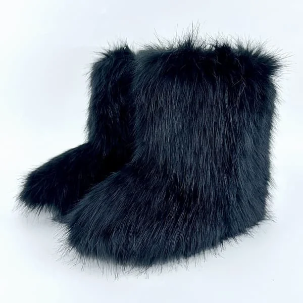 2025 Dame Vintage Faux Fur Støvler Sne Støvler, Y2K Stil, Fluffy Korte Støvler, Trendy og Alsidige, Varme til Vinteren, Julestøvler