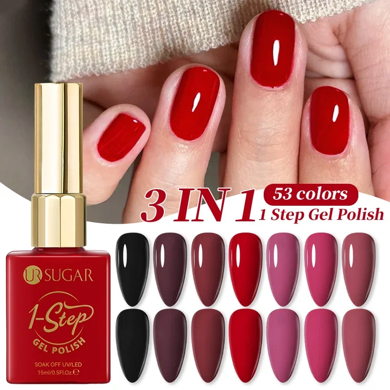 AliExpress - UR SUGAR 15ml 1 étape Gel vernis 3 en 1 rouge rose brillant ongles tremper LED UV Gel vernis à ongles pas besoin de Gel de Base et couche