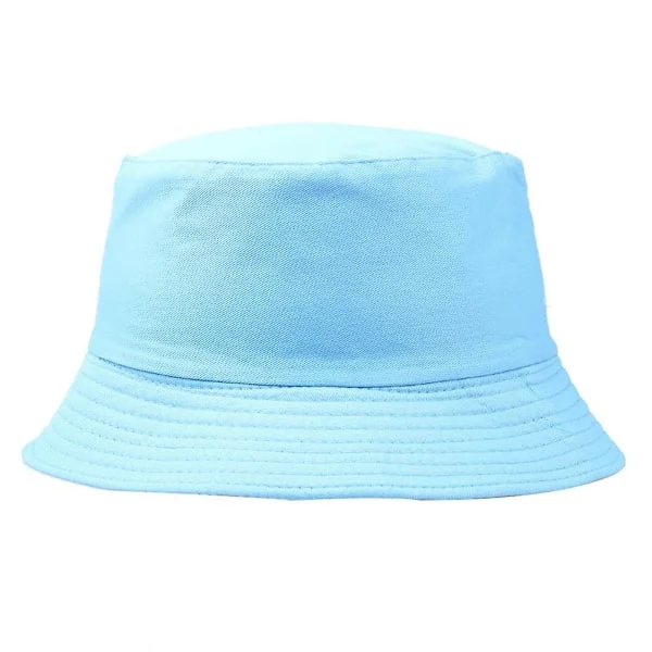 Bøttehatt Bredbrem Solbeskyttelse Casual Stil Fiskehatt Solhatt Utendørs Menn Kvinner Bøttehatt for Havblå