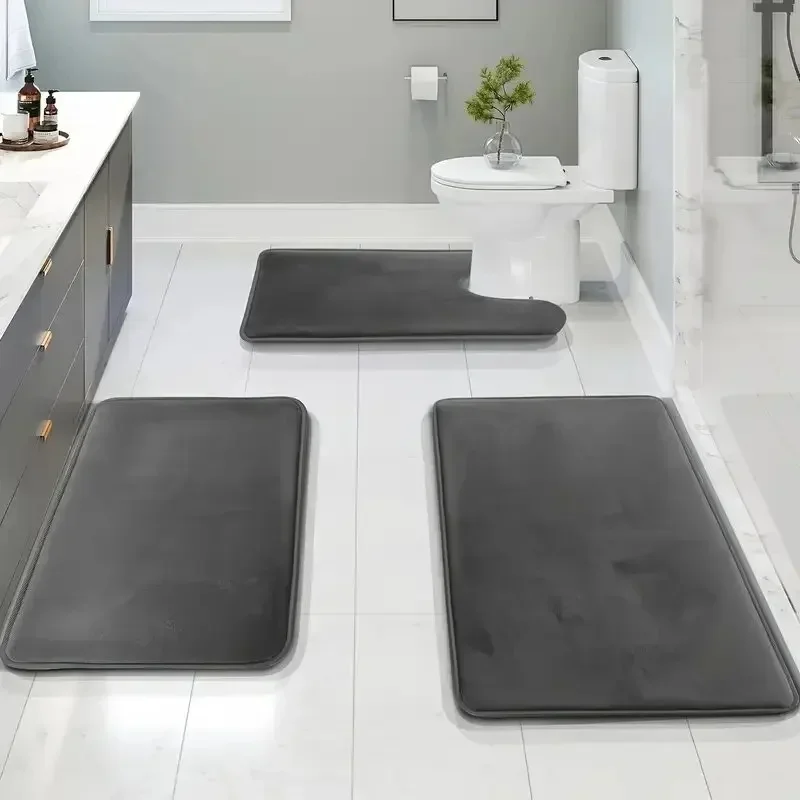 AliExpress - Dreiteilige Toilette, Bade-Bodenmatte, Duschmatte, saugfähige Badematte, rutschfester Teppich, weich und bequem, Waschküche.