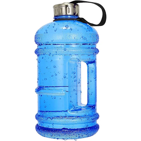 Halv gallons stor vattenflaska, 2,2L/73 OZ stor läckagesäker sportkanna med handtag, enorm BPA-fri PETG plast bred mun dricksbehållare flaska