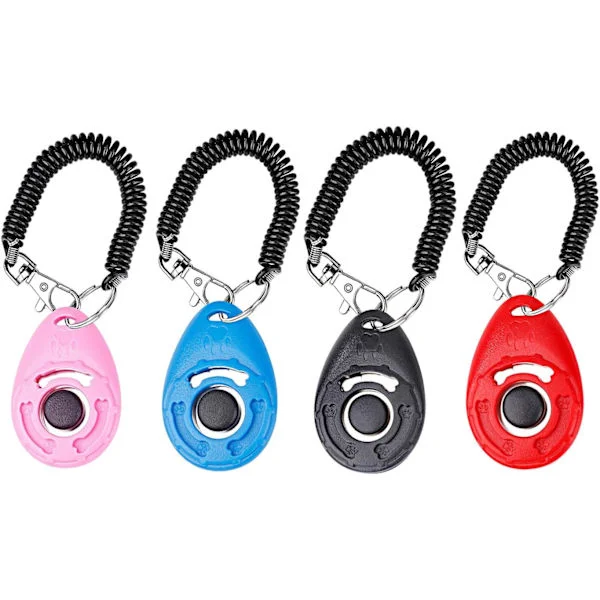 Klicker för hundar [4-pack], klicker med gummibandsrem och stor knapp