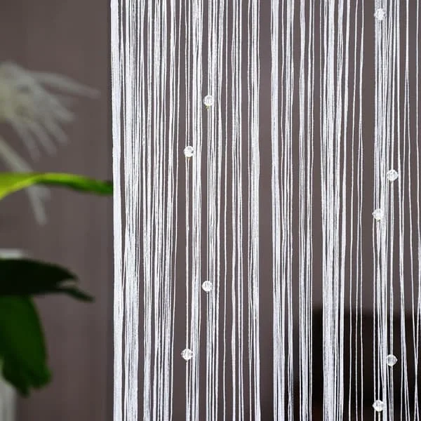 Tassel Mosquito Net Curtain, Room Divider, Entrance and Exterior Mosquito Net for Kitchen Window, (White, 100x200cm)