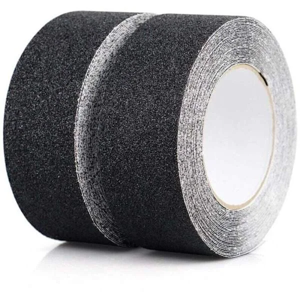 Skridsikker tapepakke, Skridsikre strimler med skridsikker tape til trapper, Stærk skridsikker tape, Selvklæbende, (5cm x 10m, Sort)