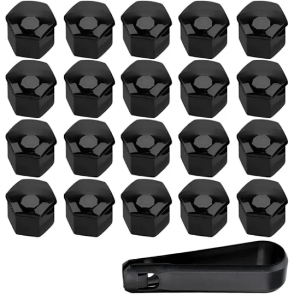 20 st 21 mm bilhjulsmutterlock (svart) sexkantiga hjulbultar