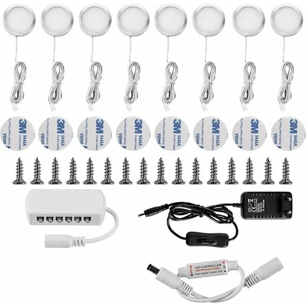 []LED Skåpbelysning Under Hylla Vitrinskåp Infälld Spotlight 16W för Skåp Möbler Kök Kallvitt 6000K (8-pack)