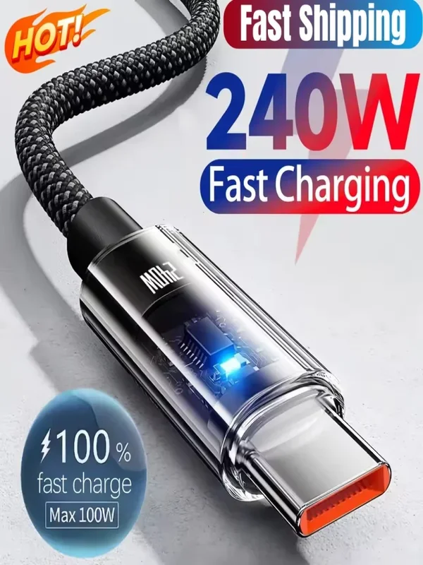 AliExpress - 240w Nylon USB Typ C Super Schnelle Ladekabel Led Digital Display USB C Ladegerät Datenkabel Für Samsung Xiaomi Huawei honor Neue