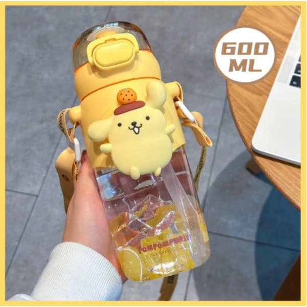 600 ml Anime Pillimuki Kawaii Kuromi Cinnamoroll Melody Lasten Vesipullo Urheilu Tee Kahvikupit Keittiötarvikkeet Tytöt Lahjat Pompompurin