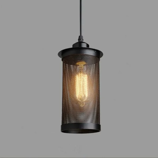 Vintage Industrial Pendant Lamp, Modern Black E27 Ceiling Light, Metal Cage Shape, Industrial Design Pendant Lights for Dining Room, Living Room