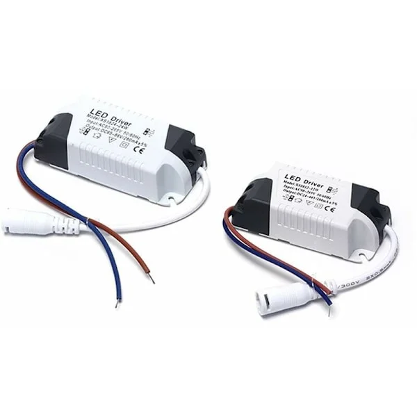 2x LED-driver, 1-3W transformator for LED taklampe, LED panel strømforsyning, DC-kontakt for LED taklampe (1-3W)