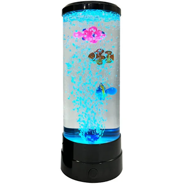 Lavalampa Fantasy Nattlampa och 3 Fiskar Manet Lampa LED Akvarium Lavalampa Nattlampa med USB Barn Vuxna Hem Sovrum Kontor Dekorativ Present-FA6-