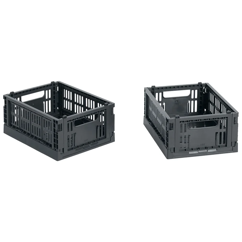 HAY Colour Crate Mini förvaringslåda 2-pack, charcoal | Inredning > Förvaring > Förvaringslåda | Bagaren och Kocken