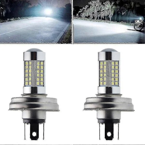 2 st Motorcykel P45t R2 66smd LED-strålkastare Hög/låg stråle för Scooter Moped Vit 6000k 6v 12v -bp