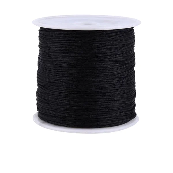 Ikke-strækbart nylon snor til perlearbejde, ingen falmning eller brud 0,8 mm sort flettet tråd til DIY smykker og macrame håndværk, ideel glat 