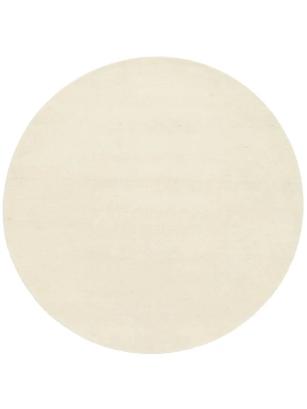 Handloom Ø 250 Large Ivory White Plain (Single Colored) Round Wool Rug