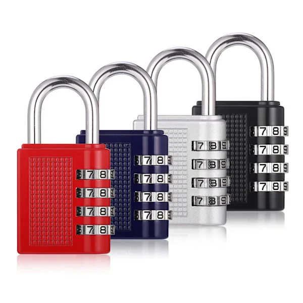 【NX】4-pack Combination Padlock, Heavy Duty Metal Padlock Compatible with Gym Lockers, Padlock with Code, Waterproof Combination Lock (Black Red Silver