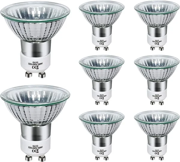 GU10 halogenlampa 50W dimbar, 220V GU10 halogenlampa 2 stift, 2800K varmt vitt ljus, 700 lumen- Perfet-WELLNGS
