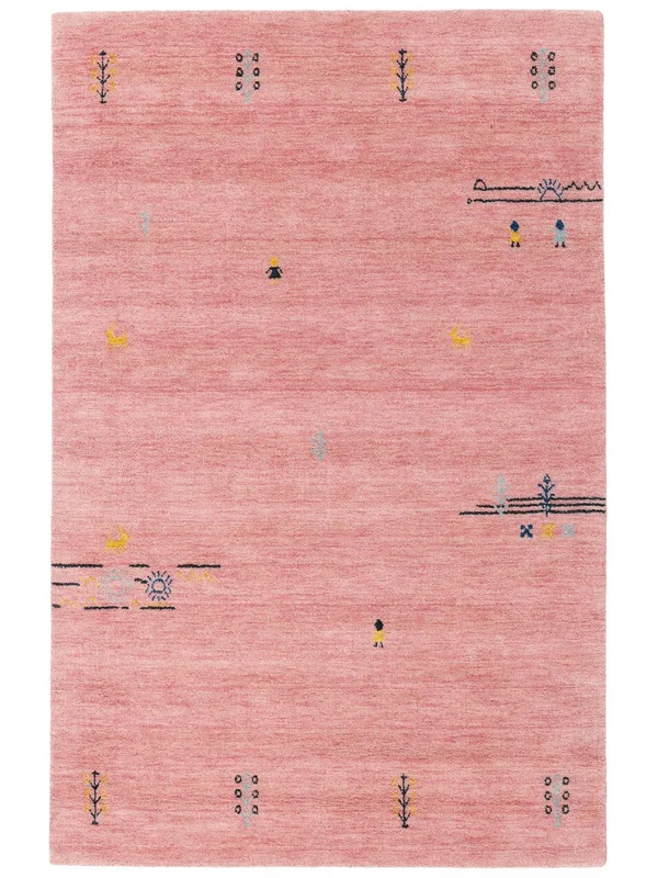 Klein Gabbeh Landscape Vloerkleed - Lichtroze 140X200 Wol, In Moderne Stijl