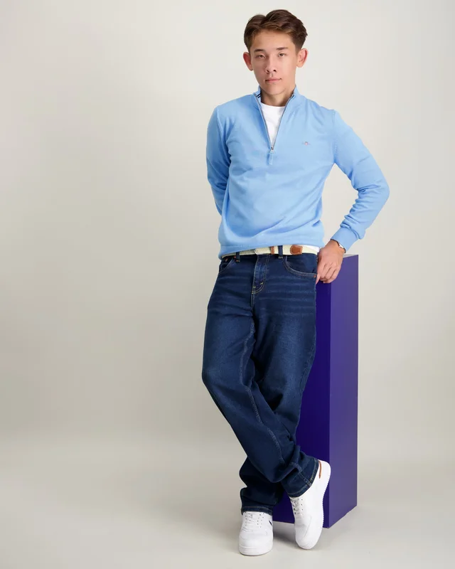 GANT SHIELD COTTON HALF ZIP Blå Tröjor Kille - Kids Brand Store