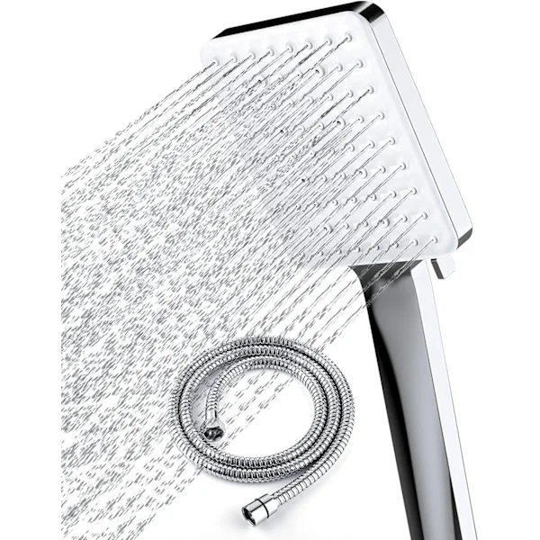 Large Shower Head with 1.5m Hose, Handheld Shower with 6 Spray Settings