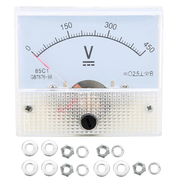 Pointer DC Voltmeter 0‐450V Spenningsmåler Kretsmålingsinstrument ±2,5 % Nøyaktighet