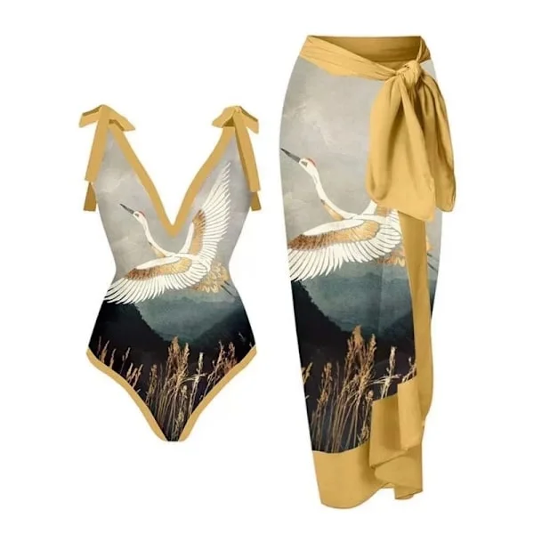 2026 Kvinnor Baddräkt Bikini Baddräkt Topp Klänning Set Blomstermönster Dam Baddräkt Tvådelad Kostym Mode Dam Baddräkter