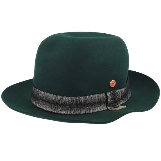 Mayser Herren Fedora Hut Victor Wool Soft Bottle Fedora in Grün, Größe M (57 cm), aus hochwertiger Wolle gefertigt
