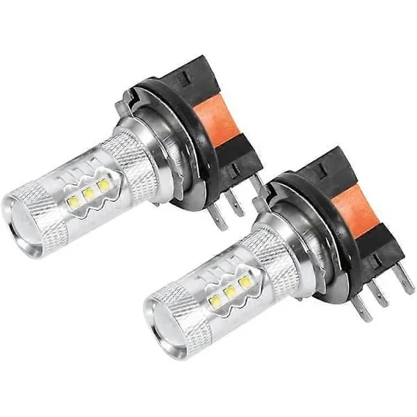 Sunrain 2 stk 80W H15 LED-pærer Hvite Billyspærer LED Kjørelys Erstatning