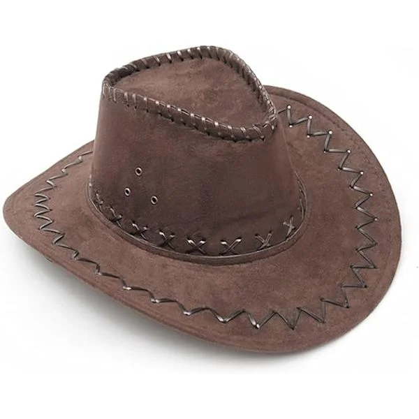 Cowboyhat med snor Western Cowboyhat Udklædning Ægte Gunslinger hat Ruskind Cowboyhat til mænd kvinder