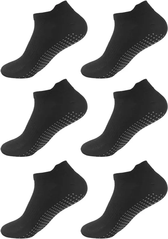 Non-slip yoga socks, 3 pairs, grip socks for Pilates & dance, black, size 39-42