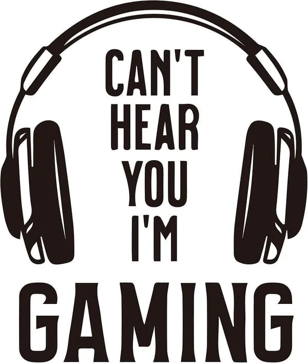 Kan ikke høre dig, jeg gamer - Headset Grafisk Spil Vægsticker Vinyl Kunst Silhuet Dekoration Stickers 3D Videorum Dekoration Tapet Velegnet til 