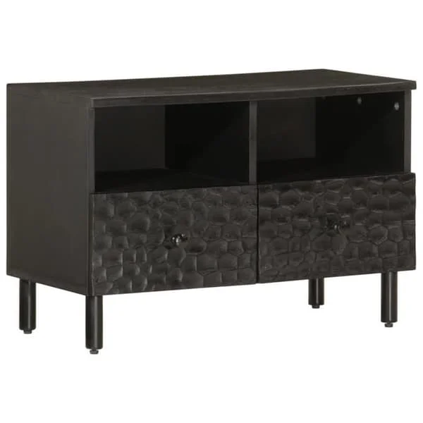 vidaXL TV-bänk, TV-skåp med ben, TV-möbel med förvaring för vardagsrum, modern, svart trä 356820