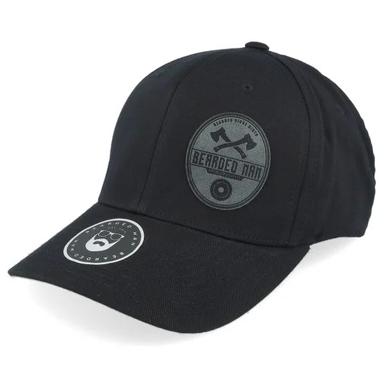 Bearded Man - Svart flexfit Caps - Wood Work Emblem Combed Black Stretch Fit @ Hatstore
