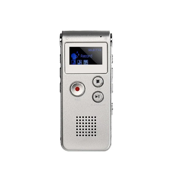 Diktafon Bærbar Digital Diktafon Stemmeoptager 8GB Lydoptager MP3-afspiller LCD Diktafon (Sølvfarve)
