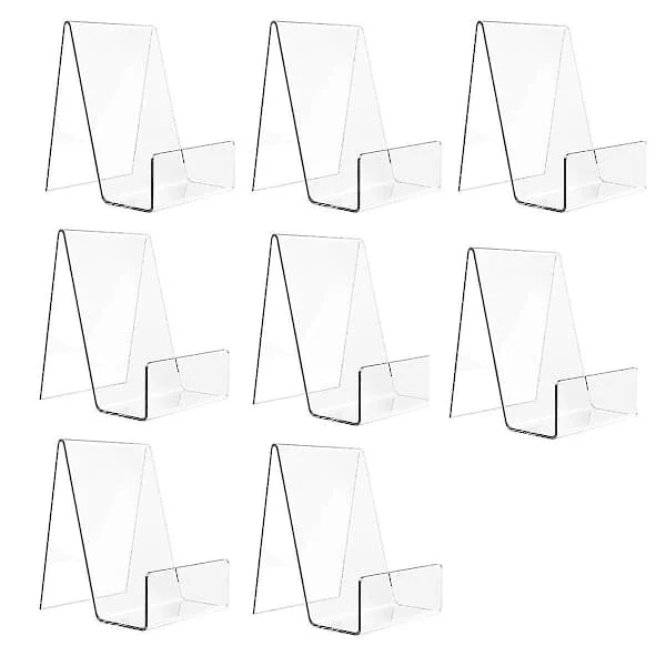 8-pack Acrylic Bookends - Transparent Display Stands for Albums, CDs, Pictures, Plate Exhibition