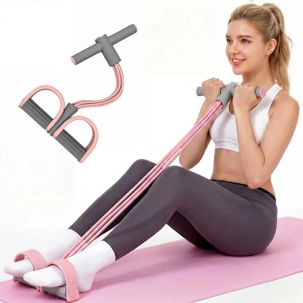 Pedal Resistance Band with Handles, 6-Tube Multifunctional Elastic Yoga Resistance Band, Natural Rubber Foot Pedal Resistance Band, Stretch Training 