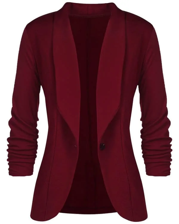 Blazer with Jersey Collar, Long Sleeve, Slim Fit, Women's Fashion, Short Blazer
