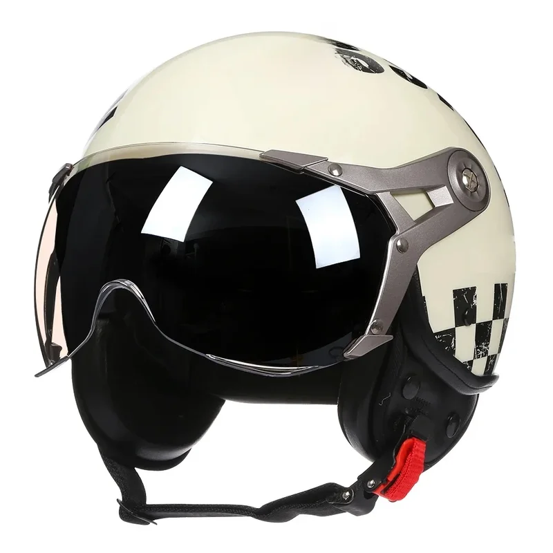 AliExpress - Casque ouvert rétro approuvé DOT ECE Casque ouvert de Moto Casque 3/4 Vintage Casque de croisière Casco Casque Moto toutes saisons pour 