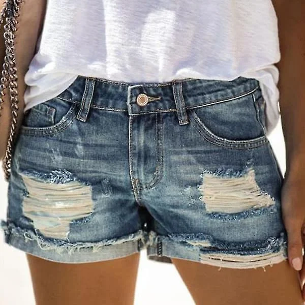 Damer Frayed Ripped Jeans Denim Shorts Hot Pants Bottoms