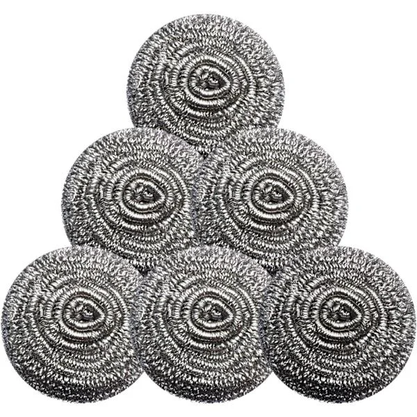 Stainless Steel Scrubber Scouring Sponges Cleaning Pots and Pans and Steel Wool for Kitchen Bathroom, Six