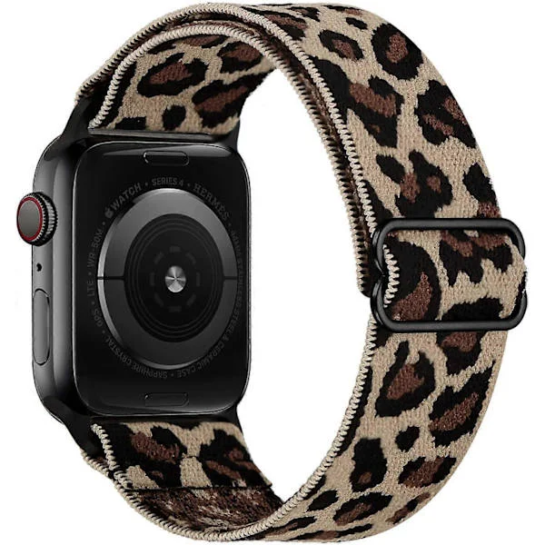 Leopard Apple Watch 38mm 40mm 41mm elastiskt armband kompatibelt med armband, mjukt nylonband för iWatch Series 9 8 7 6 5 4 3 2 1 SE Ultra