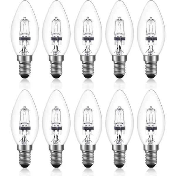 42W E14 C35 Dimbar halogenlampa AC 220-240V Varmvit 2700K e14 transparent halogenljuslampa (10st)