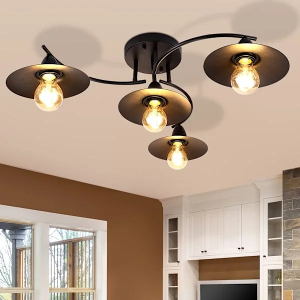 NETTLIFE Vintage Taklampa E27 Retro Svart Industriell Lampa Hall Inomhuslampa Sovrumslampa Matsalslampa Vardagsrumsbelysning