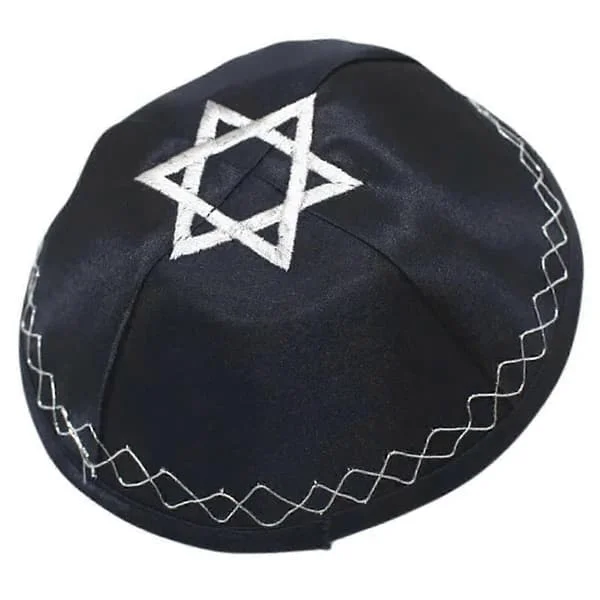 Tyylikäs Kippa-lakki aikuisille, juutalainen hattu, brodeerattu tähti-kippa-lakki, mukava jarmulke-hattu, juutalaisuus-kippa-hattu, asuste